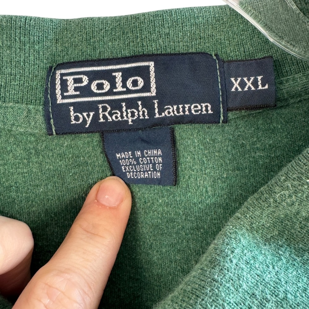 Polo Ralph Lauren L/S Polo Shirt XXL Green Cotton Classic Preppy Heritage‎ READ - Picture 3 of 9